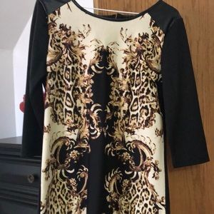 Black dress with faux leather